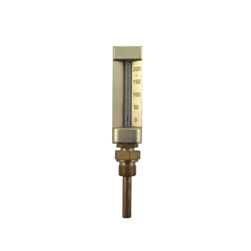 V shaped industrial glass thermometer